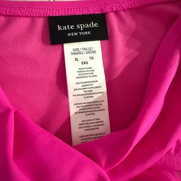 Kate Spade Hot Pink Ruffle Off-Shoulder High Waist Bikini Set Size XL NWT - Picture 5 of 10